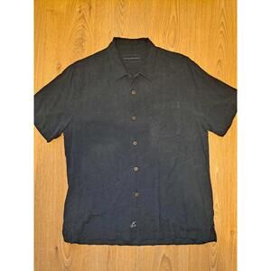 Tommy Bahama Button Up Shirt Mens Medium Black Silk Hawaiian